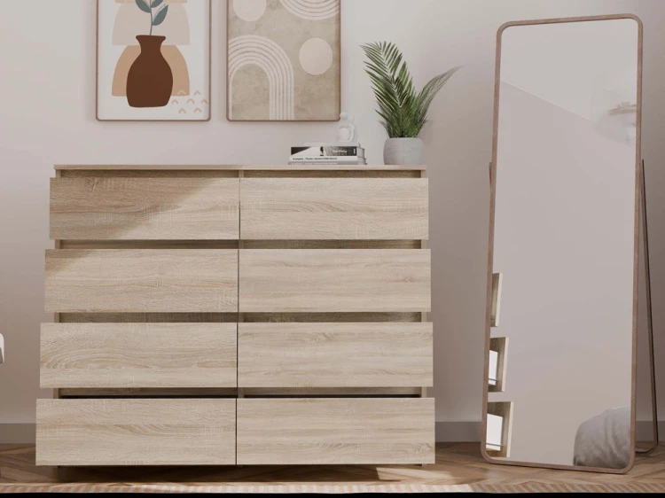Komoda Malwa M8 120 cm z szufladami do salonu dąb sonoma