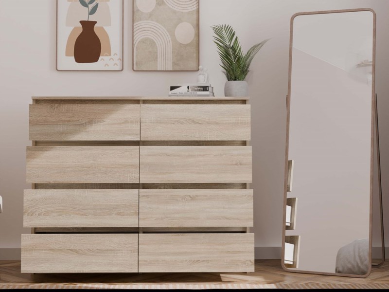 Komoda Malwa M8 120 cm z szufladami do salonu dąb sonoma