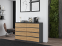 Komoda Malwa M8 140 cm z szufladami do salonu antracyt/dąb artisan