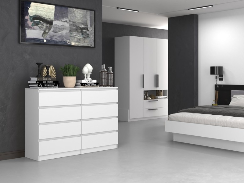 Komoda Malwa M8 140 cm z szufladami do salonu biały
