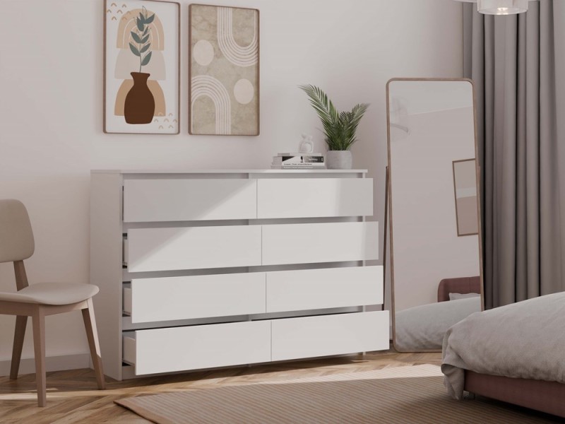 Komoda Malwa M8 140 cm z szufladami do salonu biały