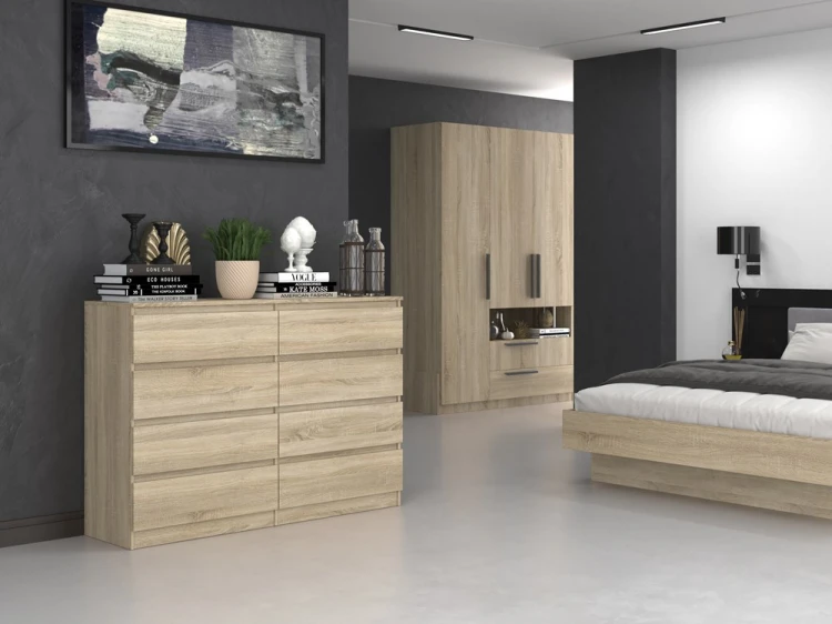 Komoda Malwa M8 140 cm z szufladami do salonu dąb sonoma