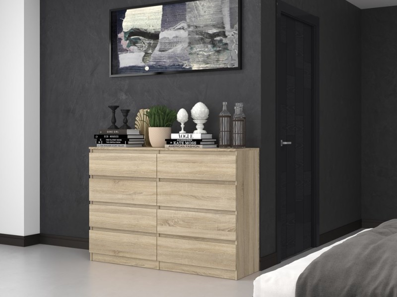 Komoda Malwa M8 140 cm z szufladami do salonu dąb sonoma