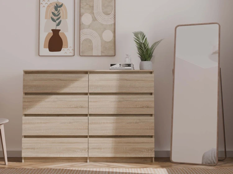 Komoda Malwa M8 140 cm z szufladami do salonu dąb sonoma