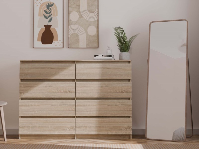 Komoda Malwa M8 140 cm z szufladami do salonu dąb sonoma