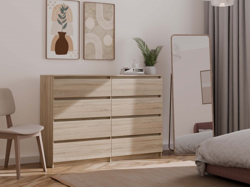 Komoda Malwa M8 140 cm z szufladami do salonu dąb sonoma