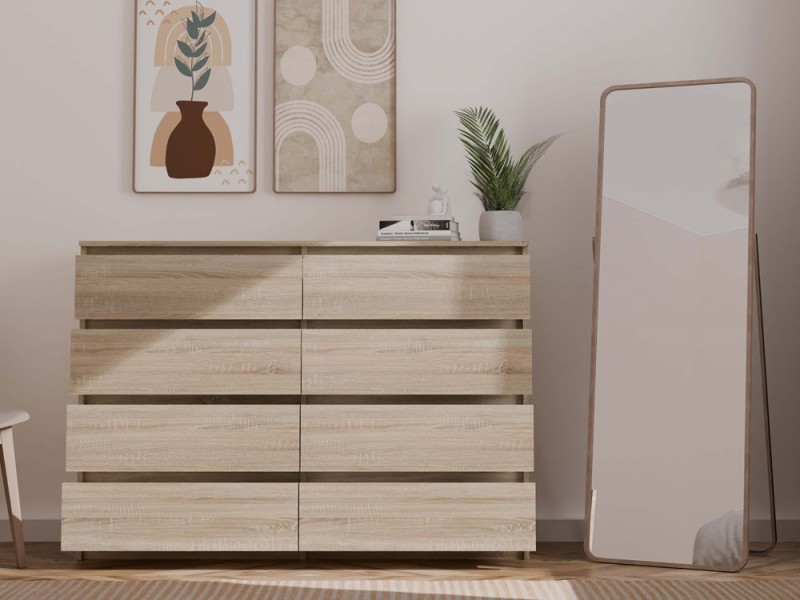 Komoda Malwa M8 140 cm z szufladami do salonu dąb sonoma