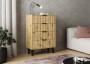 Komoda Scandi 4S Slim z szufladami i ryflowanymi frontami do salonu 70 cm dąb artisan
