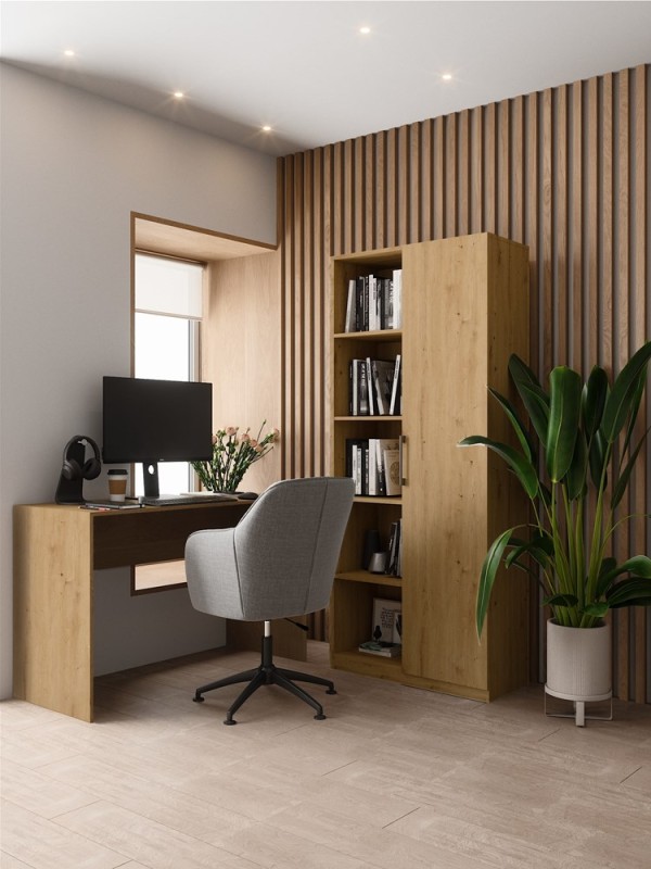 Regał biurowy Malwa RD-80 półotwarty nowoczesny 80 cm dąb artisan