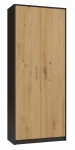 Regał biurowy Oliv 2D zamykany z półkami nowoczesny 74 cm antracyt/dąb artisan