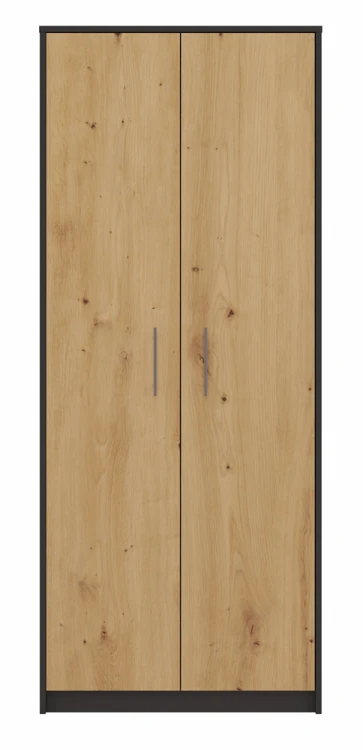 Regał biurowy Oliv 2D zamykany z półkami nowoczesny 74 cm antracyt/dąb artisan