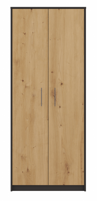 Regał biurowy Oliv 2D zamykany z półkami nowoczesny 74 cm antracyt/dąb artisan