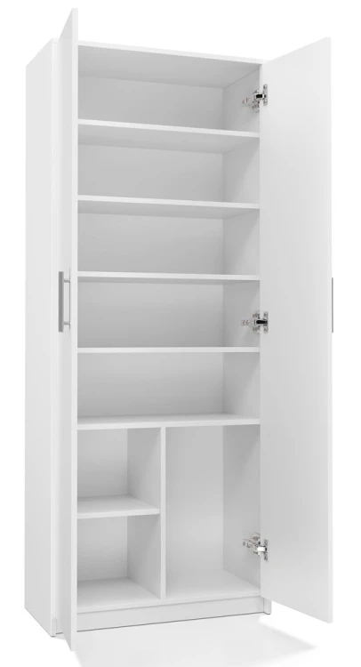 Regał biurowy Oliv 2D zamykany z półkami nowoczesny 74 cm biały