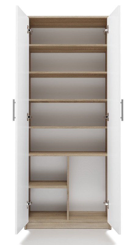 Regał biurowy Oliv 2D zamykany z półkami nowoczesny 74 cm dąb sonoma/biały