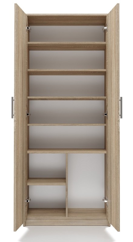 Regał biurowy Oliv 2D zamykany z półkami nowoczesny 74 cm dąb sonoma