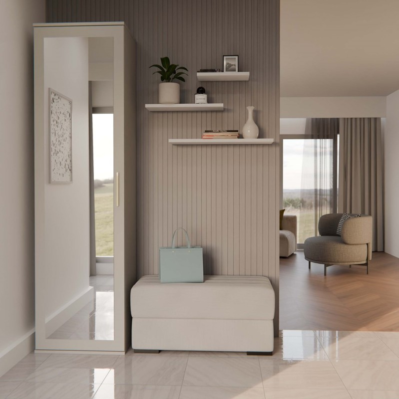 Szafa Duo wąska nowoczesna z lustrem do przedpokoju 50 cm kaszmir