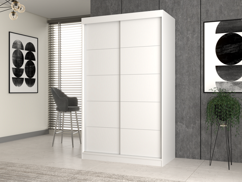 Szafa przesuwna Iga ze szprosami do sypialni 120 cm biały