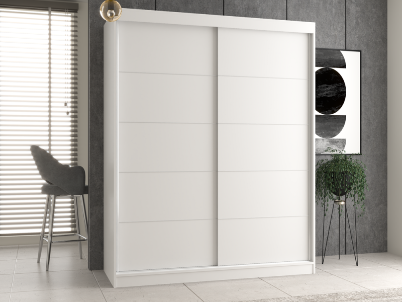 Szafa przesuwna Iga ze szprosami do sypialni 160 cm biały