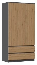 Szafa Malwa SS-90 dwudrzwiowa z szufladami 90 cm antracyt/dąb artisan