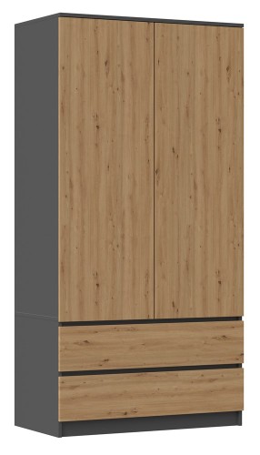 Szafa Malwa SS-90 dwudrzwiowa z szufladami 90 cm antracyt/dąb artisan