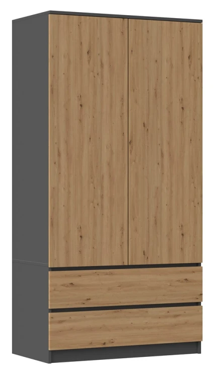 Szafa Malwa SS-90 dwudrzwiowa z szufladami 90 cm antracyt/dąb artisan