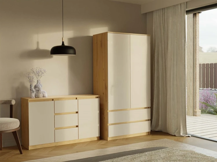 Szafa Malwa SS-90 dwudrzwiowa z szufladami 90 cm dąb artisan/kaszmir