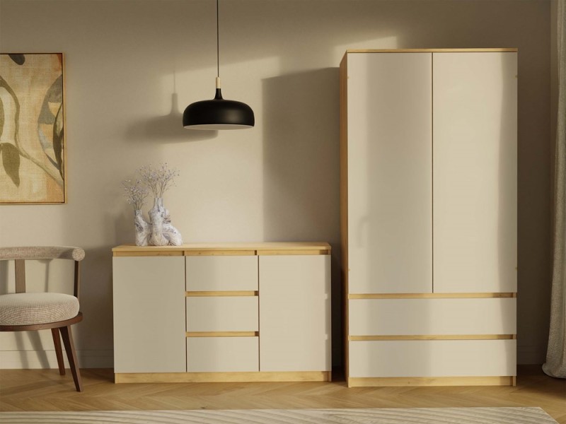 Szafa Malwa SS-90 dwudrzwiowa z szufladami 90 cm dąb artisan/kaszmir