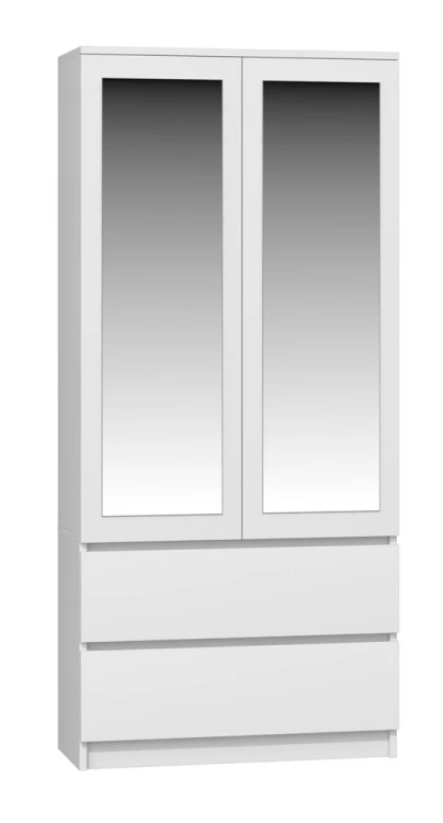 Szafa Malwa SS-90L dwudrzwiowa z szufladami i lustrem 90 cm biały