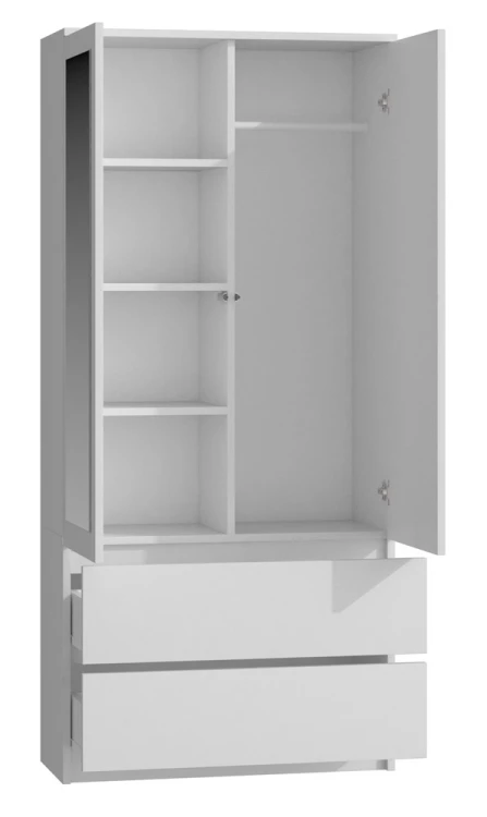 Szafa Malwa SS-90L dwudrzwiowa z szufladami i lustrem 90 cm biały