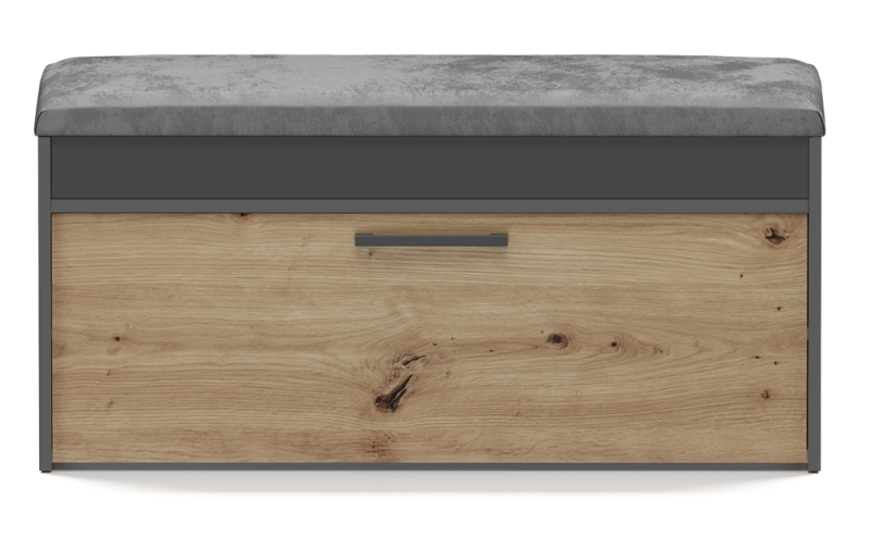 Szafka na buty Parma z siedziskiem i schowkiem 100 cm antracyt/dąb artisan