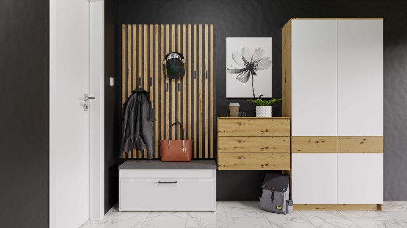 Szafka na buty Parma z siedziskiem i schowkiem 100 cm biały