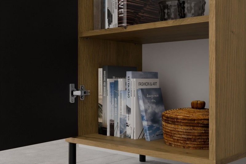 Witryna Kamaro Slim 1-drzwiowa z ryflowanym frontem 53 cm dąb artisan