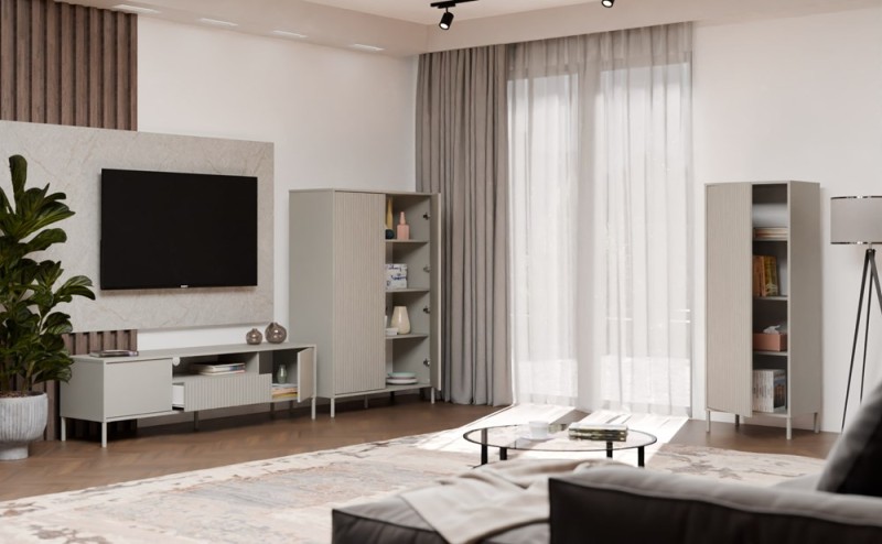 Witryna Kamaro Slim 1-drzwiowa z ryflowanym frontem 53 cm kaszmir