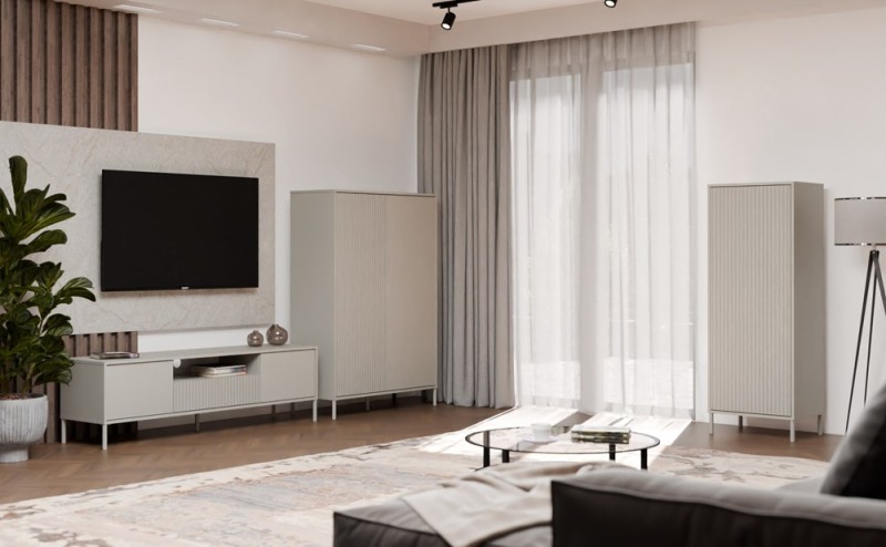 Witryna Kamaro Slim 1-drzwiowa z ryflowanym frontem 53 cm kaszmir