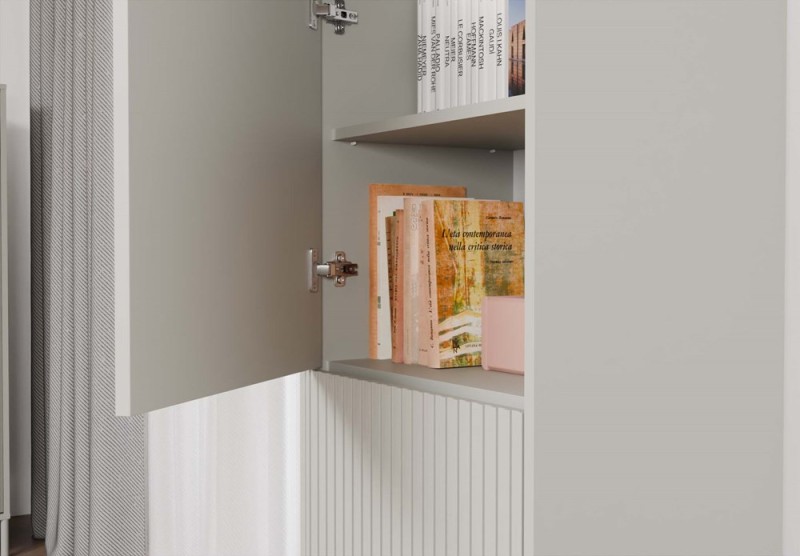 Witryna Kamaro Slim 2-drzwiowa z ryflowanym i gładkim frontem 53 cm kaszmir