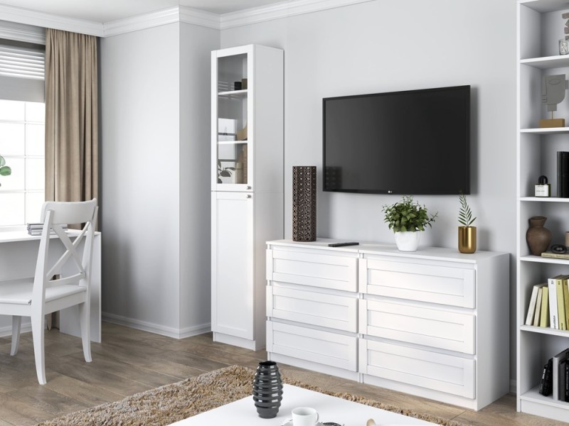 Witryna Pafos 2-drzwiowa częściowo przeszklona do salonu 40 cm biały