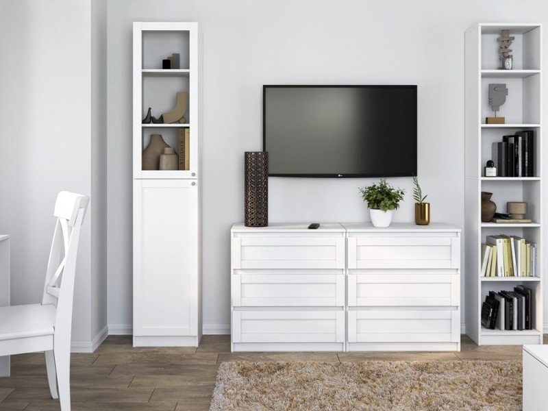 Witryna Pafos 2-drzwiowa częściowo przeszklona do salonu 40 cm biały