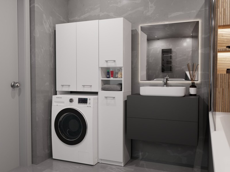 Zestaw mebli łazienkowych Marpol DD z regałem i szafką 96 cm biały