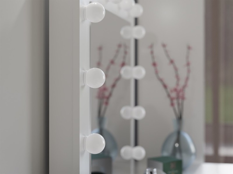 Toaletka Marina z lustrem LED i szufladami do sypialni 130 cm kaszmir