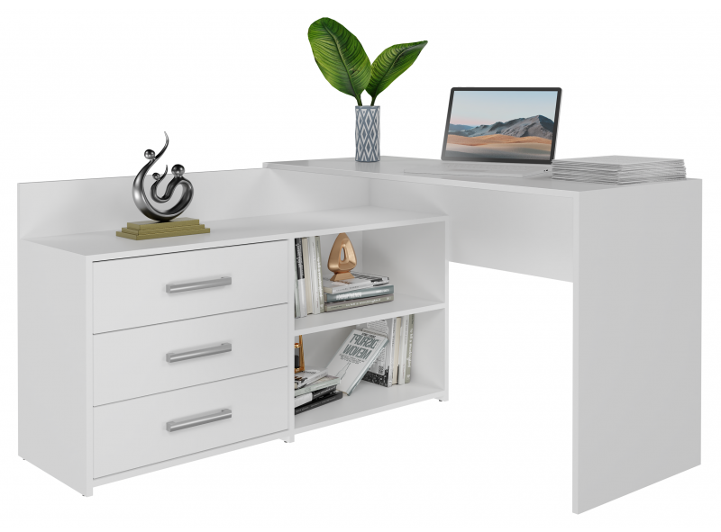 Biurko narożne Dany nowoczesne z szufladami 120 cm biały