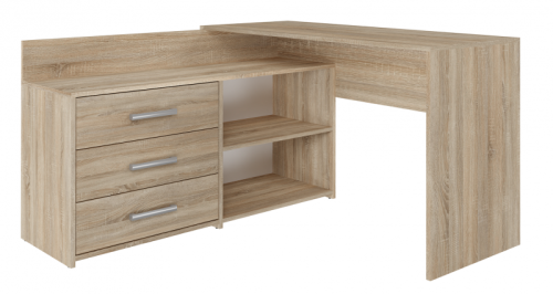 Biurko narożne Dany nowoczesne z szufladami 120 cm dąb sonoma