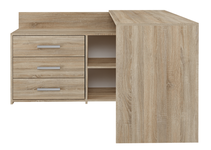 Biurko narożne Dany nowoczesne z szufladami 120 cm dąb sonoma