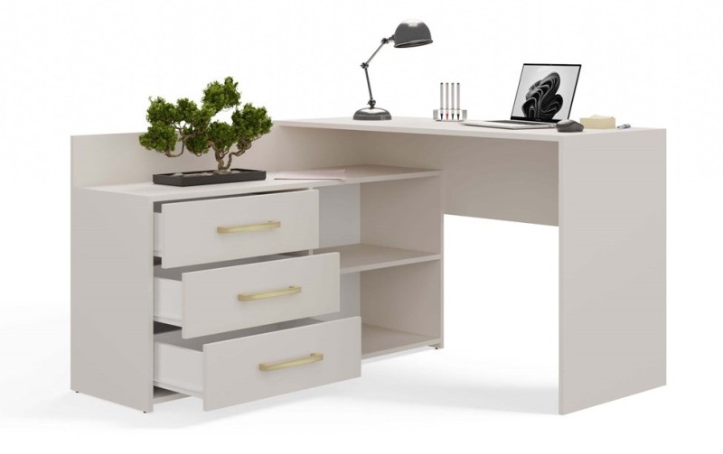 Biurko narożne Dany nowoczesne z szufladami 120 cm kaszmir