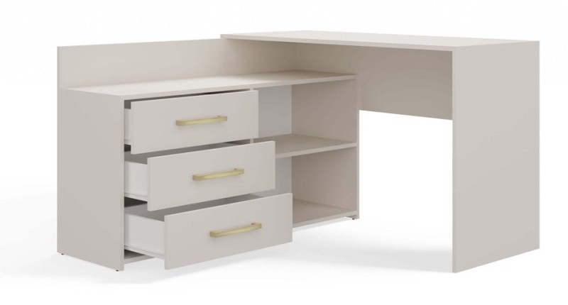 Biurko narożne Dany nowoczesne z szufladami 120 cm kaszmir