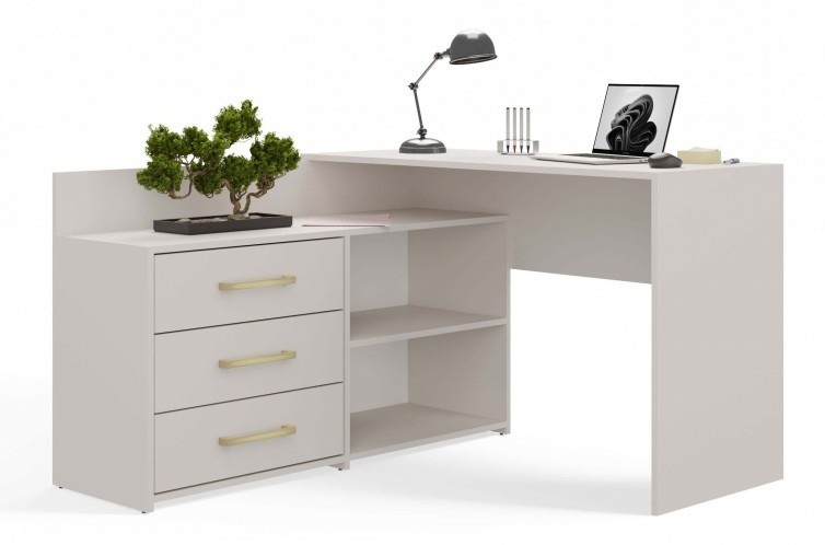 Biurko narożne Dany nowoczesne z szufladami 120 cm kaszmir