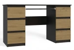 Biurko komputerowe Kuba nowoczesne z 6 szufladami 130 cm antracyt/dąb artisan