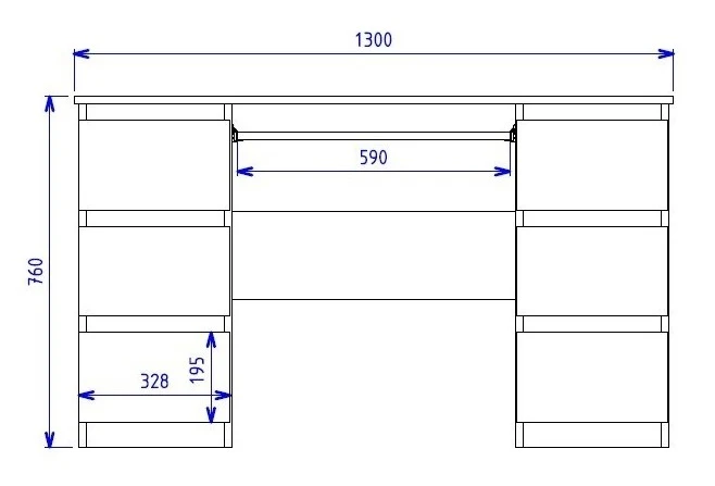 Biurko komputerowe Kuba nowoczesne z 6 szufladami 130 cm antracyt/dąb artisan