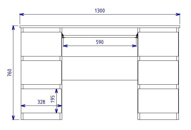 Biurko komputerowe Kuba nowoczesne z 6 szufladami 130 cm antracyt/dąb artisan