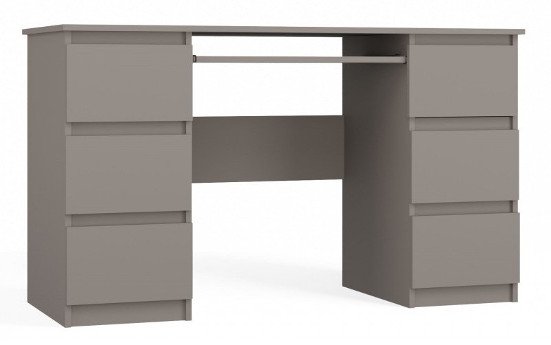 Biurko komputerowe Kuba nowoczesne z 6 szufladami 130 cm glina/szary