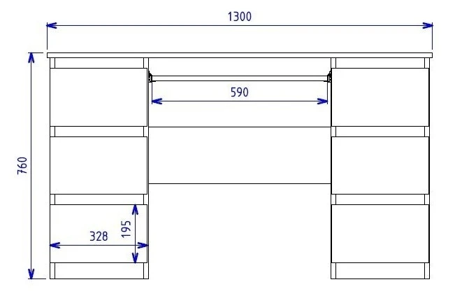 Biurko komputerowe Kuba nowoczesne z 6 szufladami 130 cm glina/szary